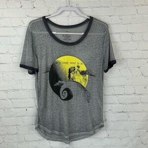 Disney Nightmare Before Christmas Graphic Short Sleeve Burnout Tee Large Gray